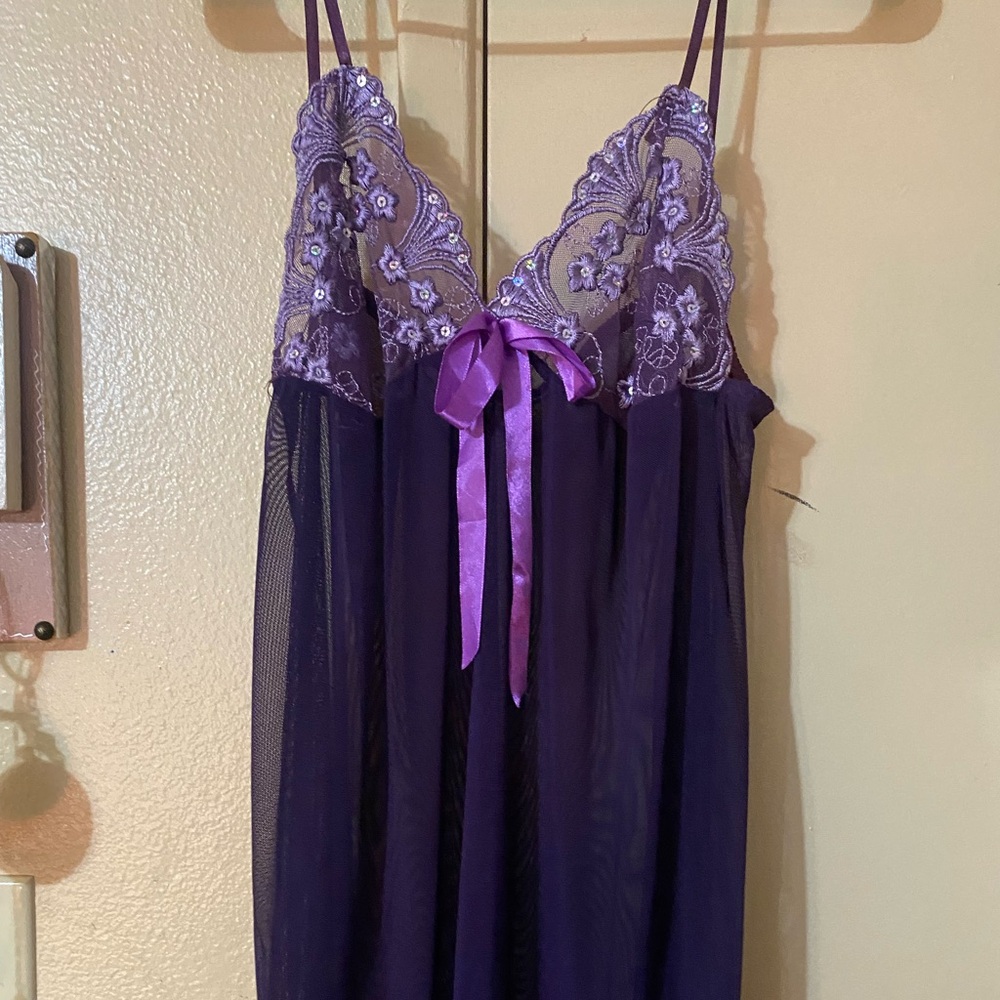 Elegant Purple Lace Lingerie Dress